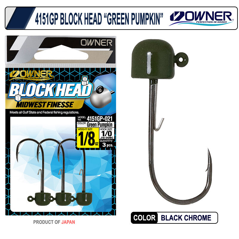 Owner 4151GP Block Head Green Pumpkin Jig Head