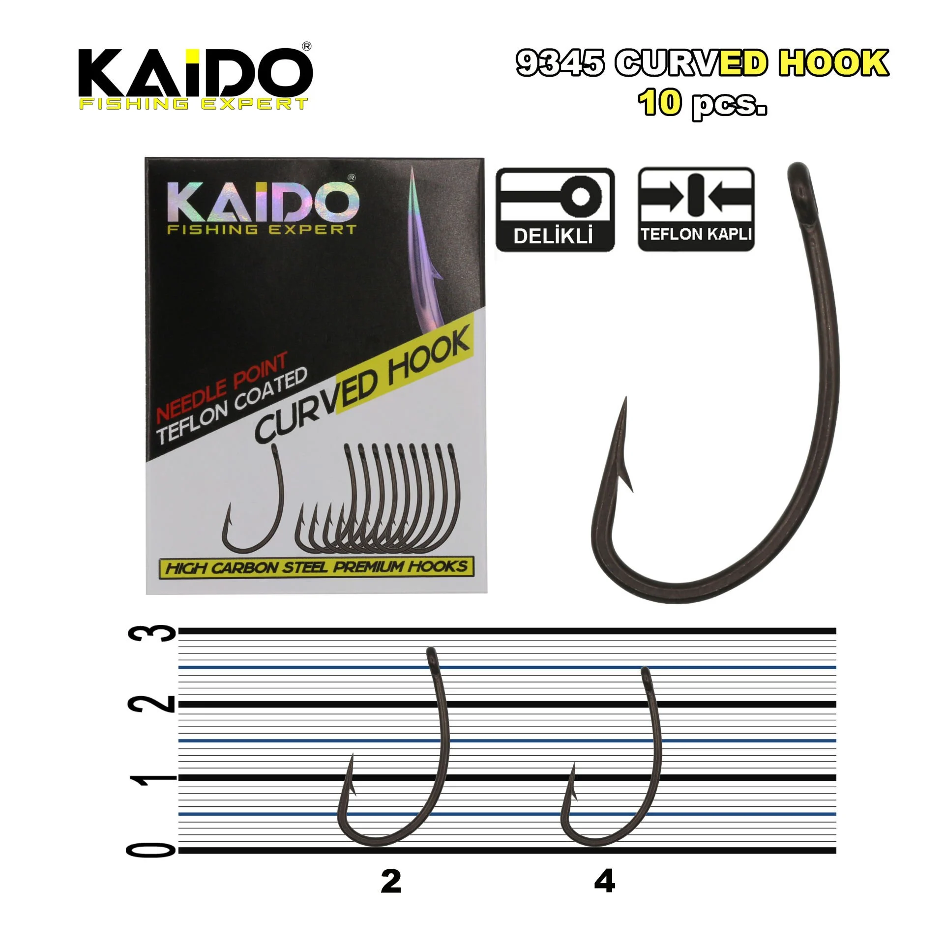 Kaido 9345 Teflon Hook Sazan İğnesi (10Pcs)