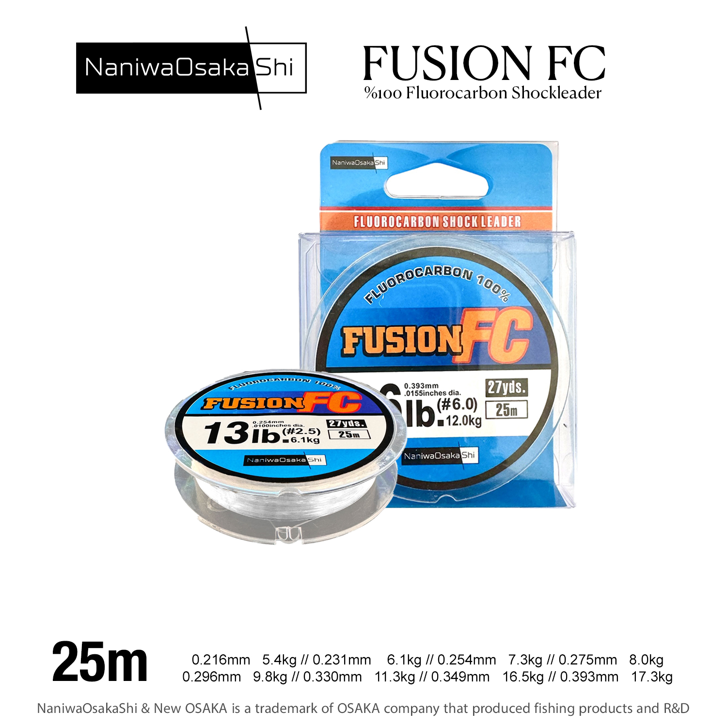 NaniwaOsakaShi Fusion %100 Fluorocarbon Shockleader 25 mt