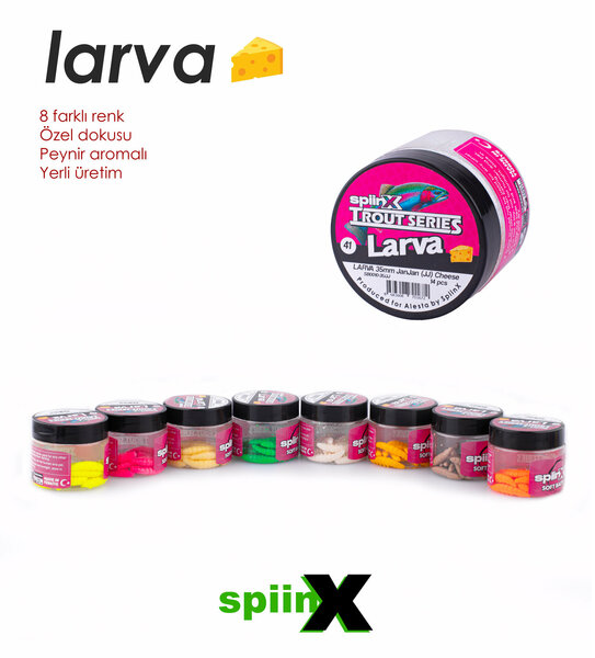 SpiinX Larva 35mm 14pcs Peynir Aromalı Silikon Yem