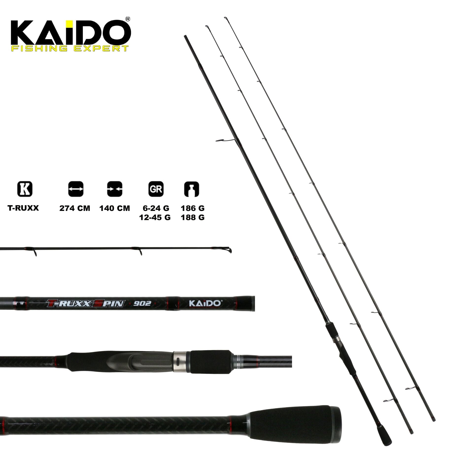 Kaido T-Ruxx 270 Cm (6-24/12-45gr) 2 Uçlu Spin Kamışı