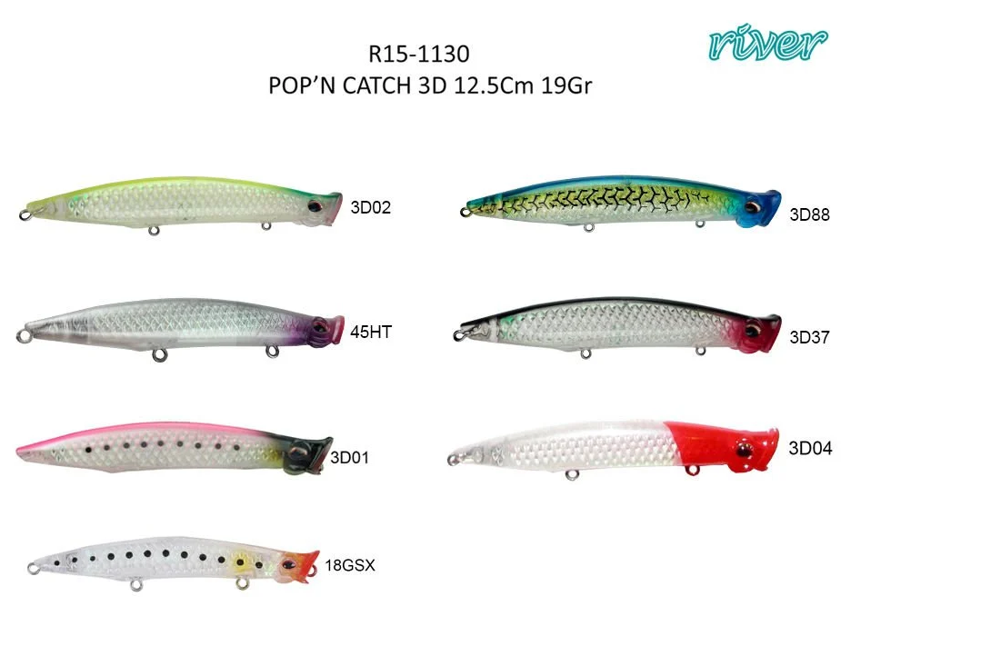 River Pop'n Catch 3D 12.5cm 19gr Popper Maket Balık